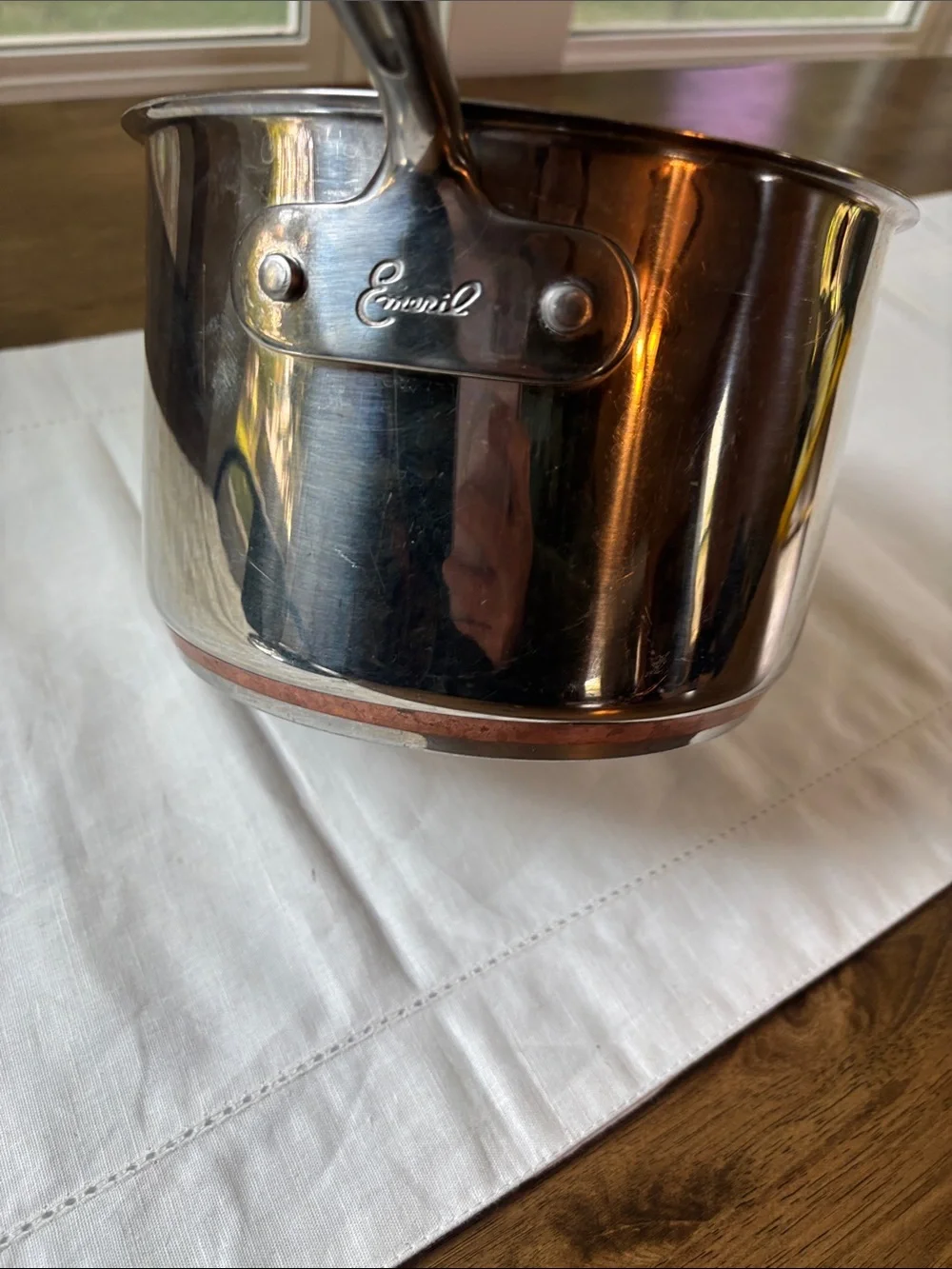 Vintage Emeril Lagasse 3 Qt Stainless Steel Saucepan Pot, Copper Core Base